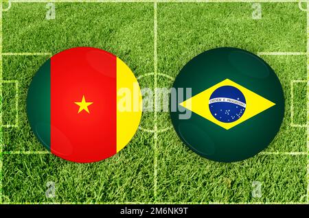 Partita di calcio Camerun vs Brasile Foto Stock