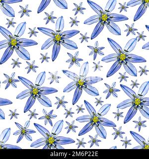 motivo di fiori di neve blu senza cuciture Foto Stock