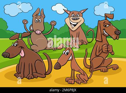 Cartoon cani e cuccioli divertente gruppo di personaggi Foto Stock