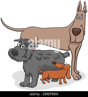 Tre diversi personaggi animali dei cani da cartone animato Foto Stock