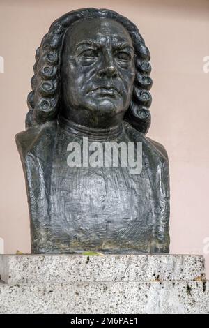 Weimar, Germania, 2014. Busto di Johann Sebastian Bach a Weimar Germania Foto Stock