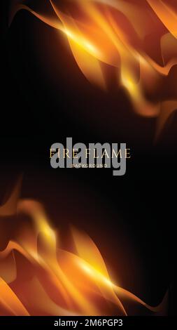 Fiamma blazing gialla su un vettore di sfondo nero Illustrazione Vettoriale