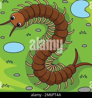 Centipede animale colorato Cartoon Illustrazione Illustrazione Vettoriale