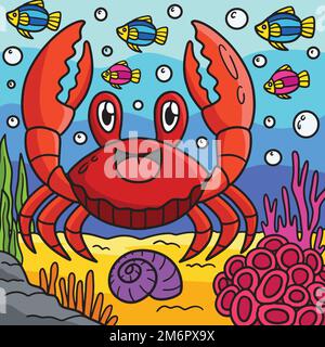 Cartoon colorato di Red Jamaican Crab Marine Animal Illustrazione Vettoriale