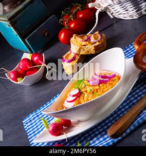 Bavarese Obazda un classico della Germania meridionale Foto Stock