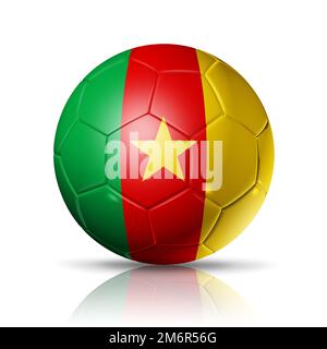 Pallone da calcio con bandiera Camerun. Illustrazione Foto Stock