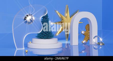 Felice anno nuovo 2023. Decorazione di Natale. rappresentazione 3d, illustrazione 3d. Foto Stock