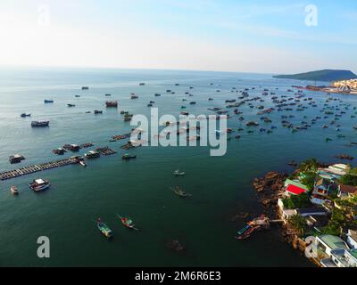 Vista aerea Villaggio di pesca, Phu Quoc, Vietnam, Sud Est asiatico #Asia #Vietnam #SouthEastAsia #slowtravel #paesaggi #loveasia Foto Stock