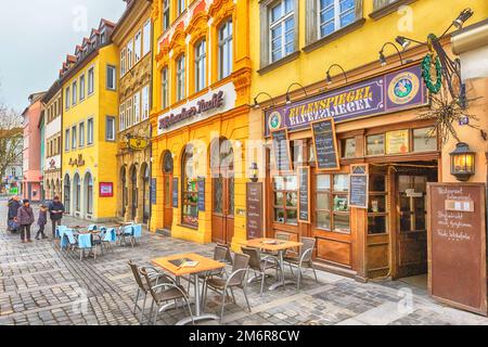 Bamberga Street view della città storica in Germania Foto Stock