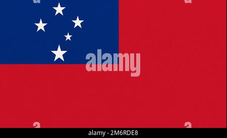 Bandiera di Samoa. Bandiera nazionale dello Stato indipendente di Samoa. Bandiera dell'isola Samoa Occidentale Foto Stock