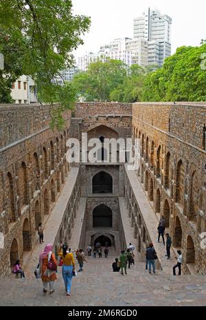 Agrasen ki Baoli Step Fontana, Nuova Delhi, India Foto Stock