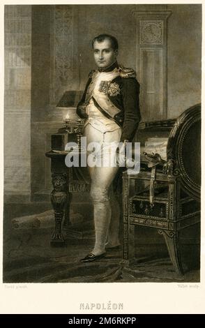 Europa, Frankreich, Korsika, Ajaccio, Napoleone Bonaparte, Französischer Staatsmann und Kaiser, Stahlstich um 1850 / Europa, Francia, Corsica, Ajaccio, Napoleone Bonaparte, Statista ed Imperatore francese, incisione in acciaio intorno al 1850th Foto Stock