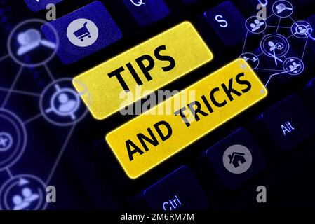 Suggerimenti e trucchi per le didascalie concettuali. Foto concettuale Consigli utili che rendono alcune azioni più facili da fare Foto Stock