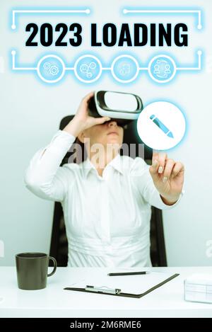 Scrittura visualizzazione testo 2023 Caricamento. Idea di business Pubblicità l'anno prossimo previsione dell'evento futuro Foto Stock