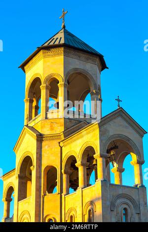 Campanile Chiesa della Santissima Trinità a Tbilisi, Georgia Foto Stock