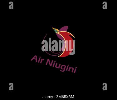 Air Niugini, logo ruotato, sfondo nero B Foto Stock