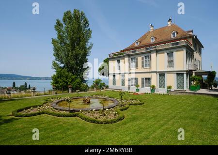 Castello di Arenenberg con parco, Museo Napoleone, Mannenbach, Salenburg, Lago di Costanza, Turgovia, Svizzera Foto Stock