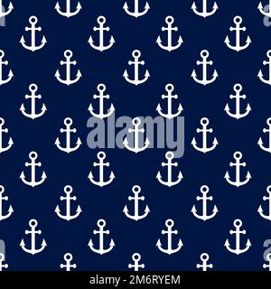 Anchor. Ripetizione senza giunture. Ancoraggi texture. Sfondo blu a vela ripetuto. Design nautico ripetuto per le stampe. Ripetere il motivo marittimo. Vettore Illustrazione Vettoriale