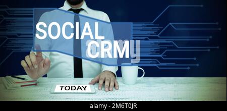 Scrittura a mano di testo Social CRM. Idea di business la gestione delle relazioni con i clienti è stata utilizzata per interagire con i clienti Foto Stock