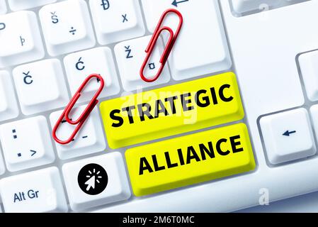 Presentazione concettuale Alleanza strategica. Approccio aziendale un legame tra stati, partiti, individui sul raggiungimento degli obiettivi Foto Stock