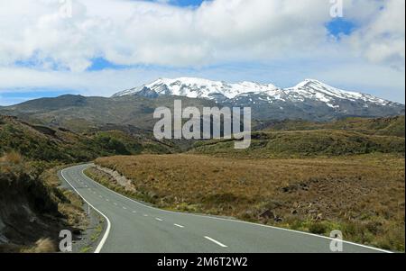 Strada per Monte Ruapehu - Tongariro NP, Nuova Zelanda Foto Stock