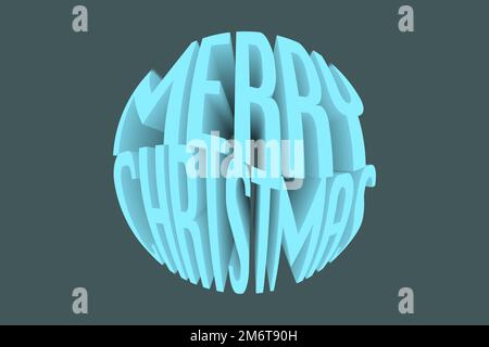 Allegro Natale tipografia. Vettore di scrittura di Natale. Belle lettere rosse in stile retrò su sfondo nero. Scritta artistica 3D isolata su nero Illustrazione Vettoriale