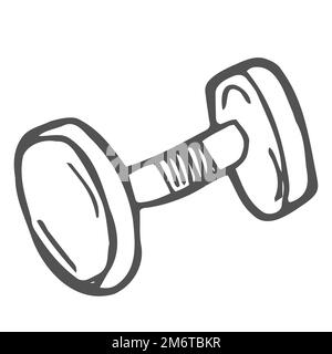 Manubri per palestra disegnati a mano contorno doodle icona. Sollevamento muscolare, manubri fitness, attrezzature da palestra. Illustrazione di schizzi vettoriali per stampa, web, m Illustrazione Vettoriale
