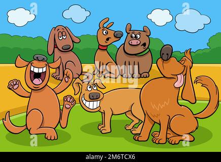 Cartoon cani e cuccioli divertente gruppo di personaggi Foto Stock