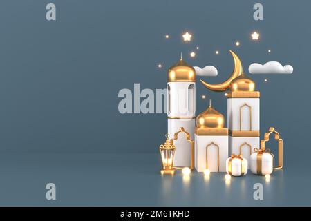 Ramadan Kareem saluto sfondo Islamico 3D disegno illustratore Foto Stock