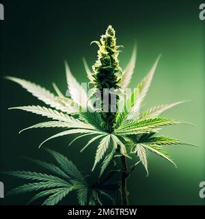 Marijuana o foglia di cannabis primo piano 3D illustrazione Foto Stock