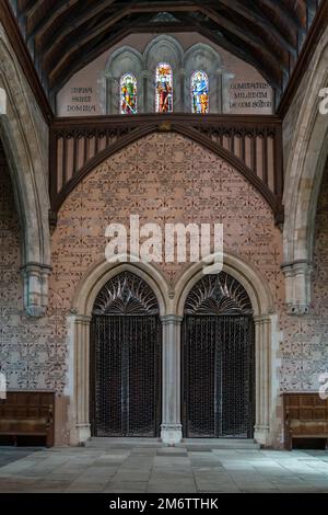 Vista interna della Great Hall nel Castello di Winchester Foto Stock