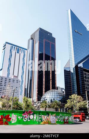 Città del Messico, Cuauhtemoc Avenida Paseo de la Reforma, Bolsa Mexicana de Valores BMV, edificio della borsa, architettura moderna di Juan Jose Diaz Infante Foto Stock