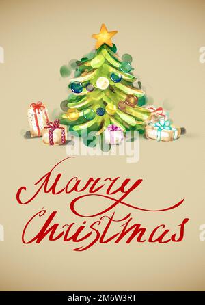 Albero di Natale e regali Foto Stock