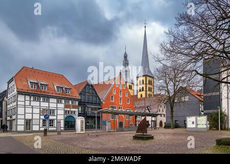 Piazza a Lemgo, Germania Foto Stock