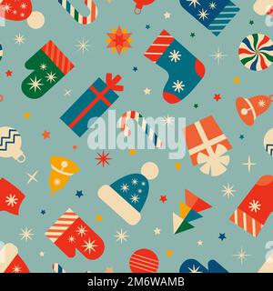 Modello Vintage Christmas senza cuciture Foto Stock