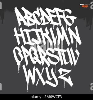 Font Graffiti e vettore Alphabet. Street Art tema urbano. Lettere graffiti decorative. Illustrazione Vettoriale