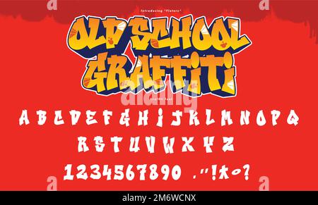 Font Graffiti e vettore Alphabet. Street Art tema urbano. Lettere graffiti decorative. Illustrazione Vettoriale