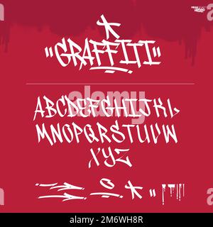 Font Graffiti e vettore Alphabet. Street Art tema urbano. Lettere graffiti decorative. Illustrazione Vettoriale