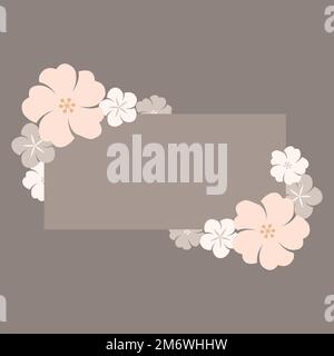 Rettangolo beige vettore di bordo floreale Illustrazione Vettoriale