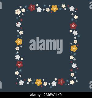 Rettangolo colorato vettore di bordo floreale Illustrazione Vettoriale