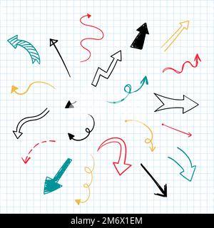 Set di frecce vettoriali disegnate a mano Illustrazione Vettoriale