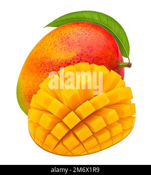 Mango Fruit isolato su sfondo bianco con tracciato di ritaglio Foto Stock