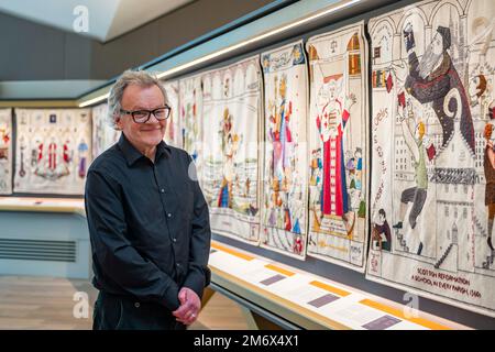 File pic di Andrew CrummyHe è stato recentemente premiato con un MBE nella lista degli onorificenze di New Years. Fu coinvolto nella creazione del Grande arazzo di Scot Foto Stock