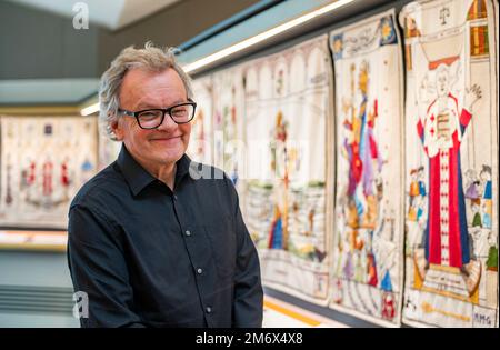 File pic di Andrew CrummyHe è stato recentemente premiato con un MBE nella lista degli onorificenze di New Years. Fu coinvolto nella creazione del Grande arazzo di Scot Foto Stock