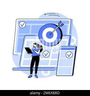 Illustrazione vettoriale del concetto astratto di targeting multi-dispositivo. Monitoraggio e targeting tra dispositivi, marketing su più dispositivi, trend dei consumatori su più schermi Illustrazione Vettoriale