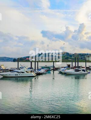 Tramonto marina motoscafi Porto Portogallo Foto Stock