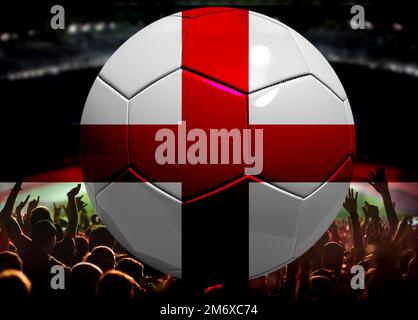 Tifosi di calcio o di calcio e bandiera inglese Foto Stock