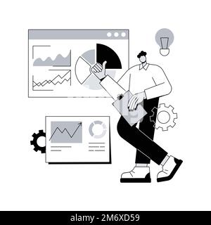 Illustrazione vettoriale del concetto astratto di business intelligence. SISTEMI BI, strumenti per le prestazioni e soluzioni software, analisi dei dati, informazioni aziendali Illustrazione Vettoriale