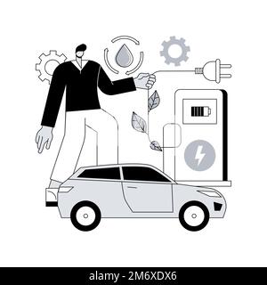 Illustrazione vettoriale del concetto astratto carburante alternativo. Combustibili avanzati, elettricità immagazzinata chimicamente, fonti non fossili, energia verde rinnovabile, elettricità Illustrazione Vettoriale