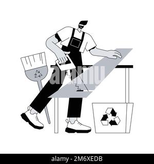 Rifiuti prodotti di legno libero concetto astratto illustrazione vettoriale. Prodotti di legno compensato riciclato, legno secondario che utilizza, sottoparte zero rifiuti, non riciclabile, pr Illustrazione Vettoriale